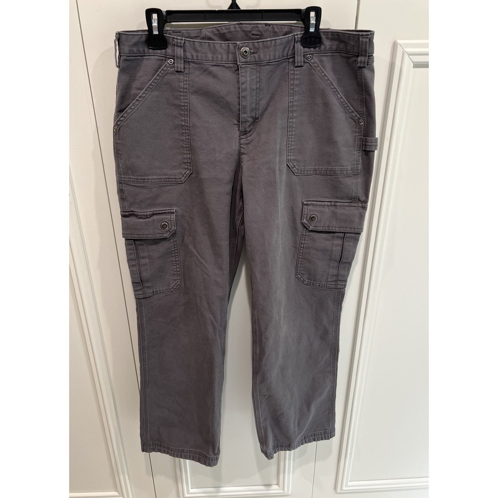 Duluth Trading‎ Co Pants Women's 14 Gray Flex Fire Hose Relaxed Leg Cargo Work